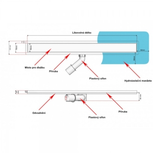 Sprchový odvodňovací žláb Silver pro obklad 1100 mm